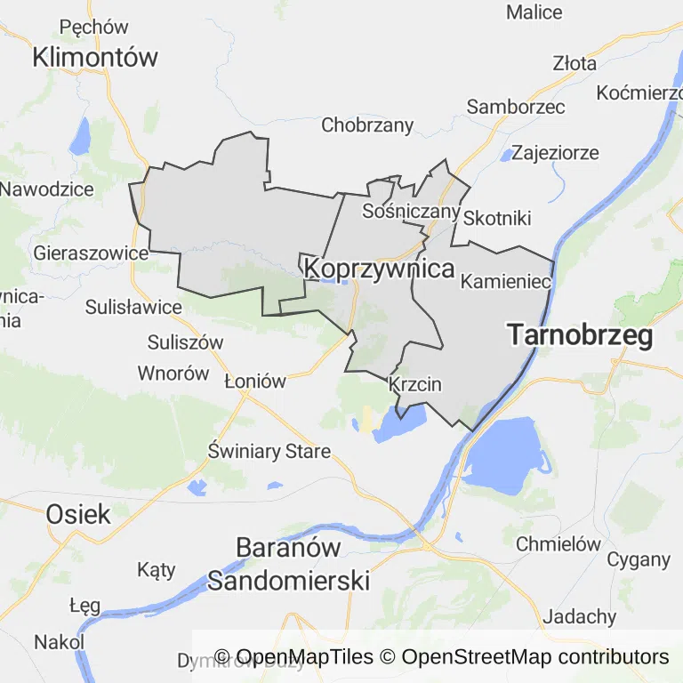 Mapa z zaznaczonym Koprzywnicy