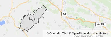 Mapa z zaznaczonym Korfantowem