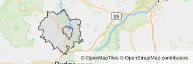 Mapa z zaznaczonym Koronowem