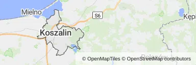 Mapa z zaznaczonym Koszalinem