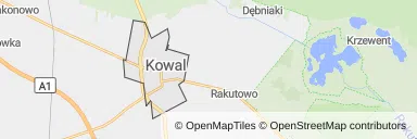 Mapa z zaznaczonym Kowalu