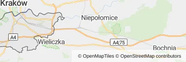 Mapa z zaznaczonym Podgórzem w Krakowie