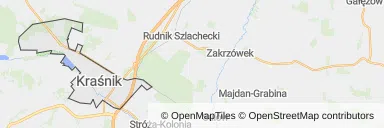 Mapa z zaznaczonym Kraśnikiem