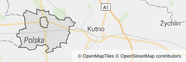 Mapa z zaznaczonymi Krośniewicami