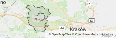 Mapa z zaznaczonymi Krzeszowicami