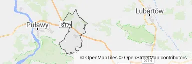 Mapa z zaznaczonym Kurowem