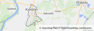 Mapa z zaznaczonym Kwidzynem