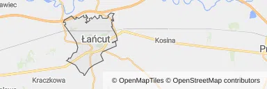 Mapa z zaznaczonym Łańcucem