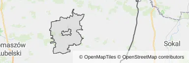 Mapa z zaznaczonym Łaszczowem