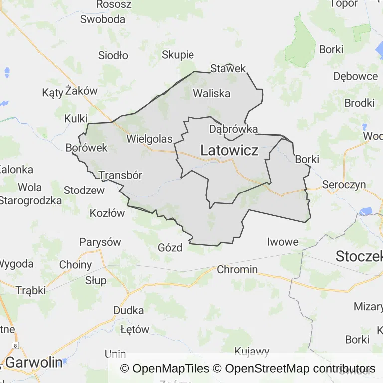 Mapa z zaznaczonym Latowiczem