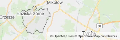 Mapa z zaznaczonym Łaziskach Górnych