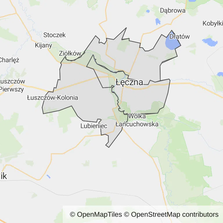 Mapa z zaznaczoną Łęcznej
