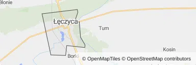 Mapa z zaznaczoną Łęczycy