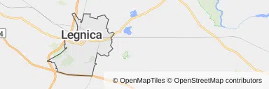 Mapa z zaznaczonym Legnicy