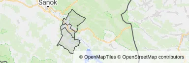 Mapa z zaznaczonym Leskiem