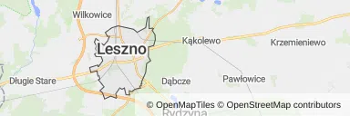Mapa z zaznaczonym Lesznem