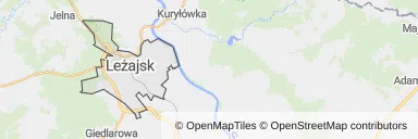 Mapa z zaznaczonym Leżajskiem