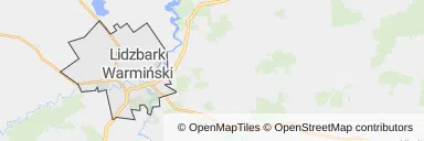 Mapa z zaznaczonym Lidzbarku Warmińskim