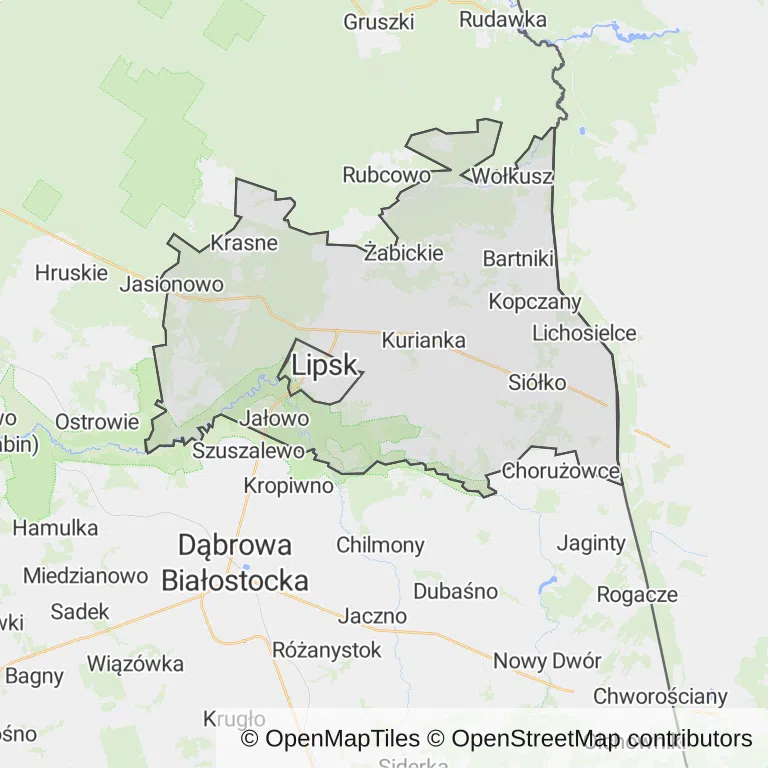 Mapa z zaznaczonym Lipskiem