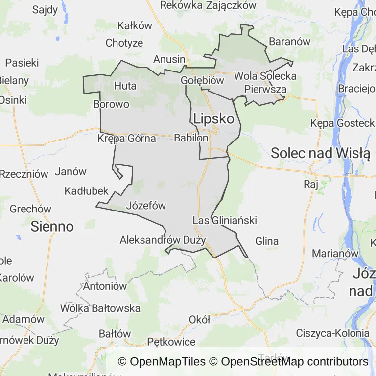 Mapa z zaznaczonym Lipskiem