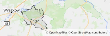 Mapa z zaznaczonym Łochowem