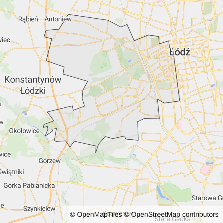 Mapa z zaznaczonym Polesiem w Łodzi