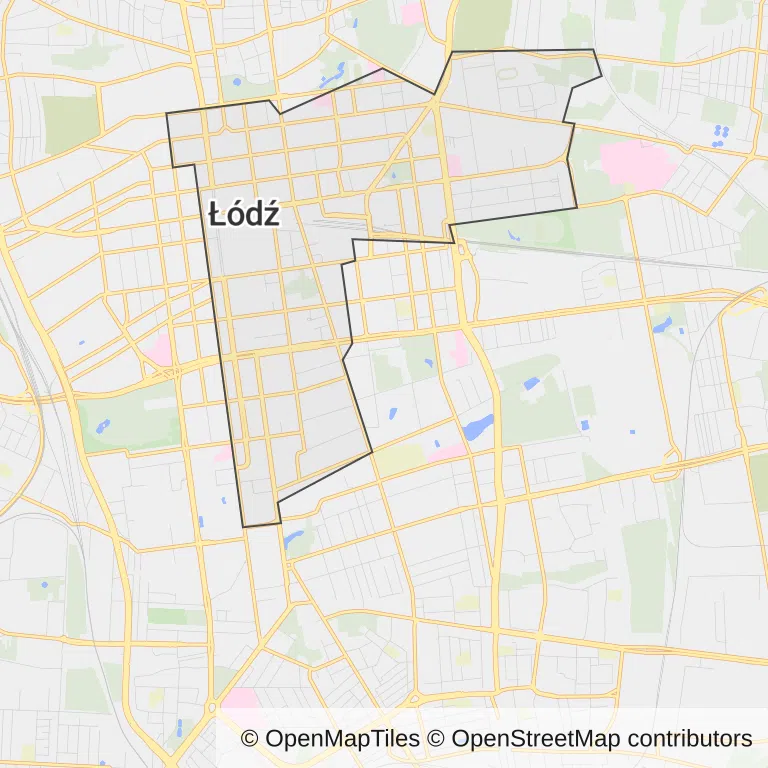 Mapa z zaznaczonym Śródmieściem w Łodzi