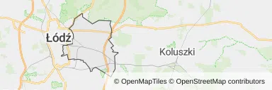 Mapa z zaznaczonym Widzewem w Łodzi