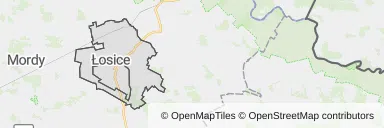 Mapa z zaznaczonymi Łosicami