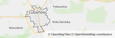 Mapa z zaznaczonym Lubartowem