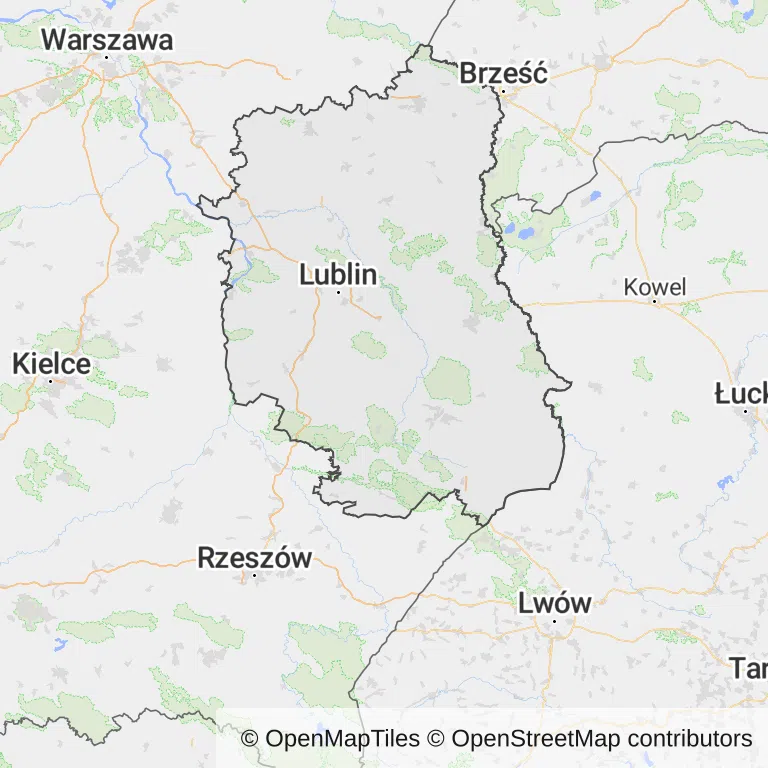 Mapa z zaznaczonym województwem lubelskim