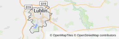 Mapa z zaznaczonym Lublinem