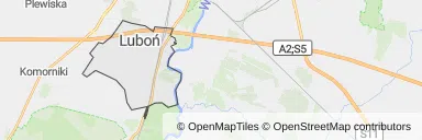 Mapa z zaznaczonym Luboniu