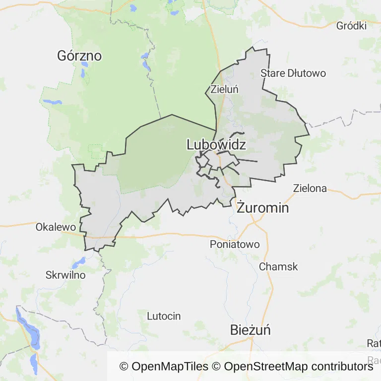 Mapa z zaznaczonym Lubowidzem