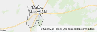 Mapa z zaznaczonym Makowie Mazowieckim