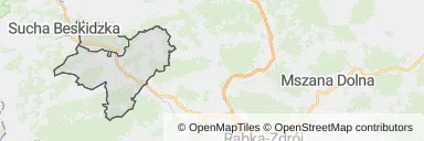 Mapa z zaznaczonym Makowie Podhalańskim