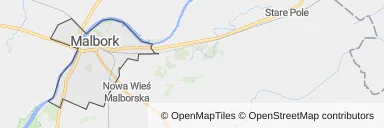 Mapa z zaznaczonym Malborkiem