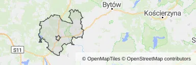 Mapa z zaznaczonym Miastkiem