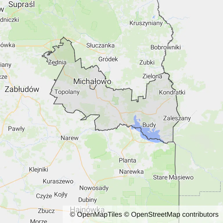 Mapa z zaznaczonym Michałowem