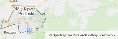 Mapa z zaznaczonym Międzyrzecu Podlaskim