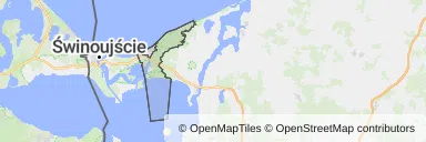 Mapa z zaznaczonym Międzyzdrojami