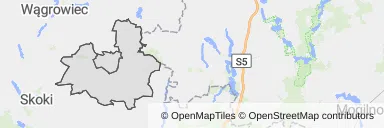 Mapa z zaznaczonym Mieściskiem