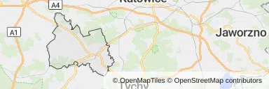 Mapa z zaznaczonym Mikołowem