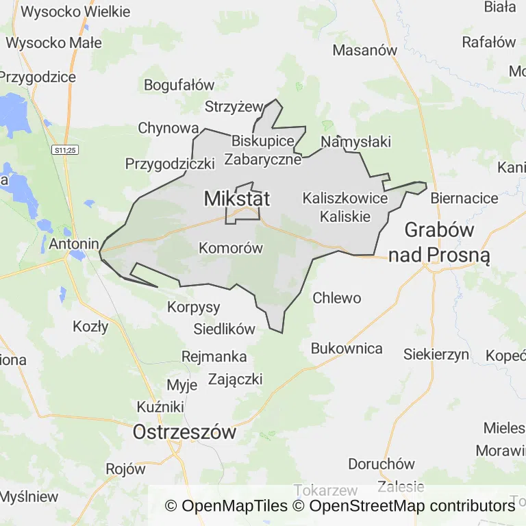 Mapa z zaznaczonym Mikstacem