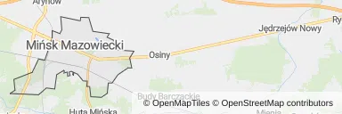 Mapa z zaznaczonym Mińsku Mazowieckim