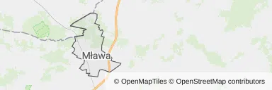 Mapa z zaznaczoną Mławem