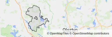 Mapa z zaznaczonym Morągiem