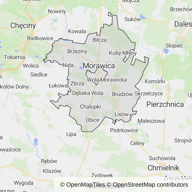 Mapa z zaznaczonym Morawicy