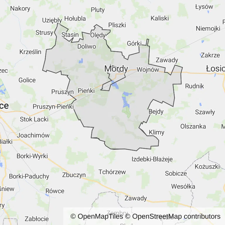 Mapa z zaznaczonym Mordami