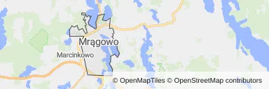 Mapa z zaznaczonym Mrągowem